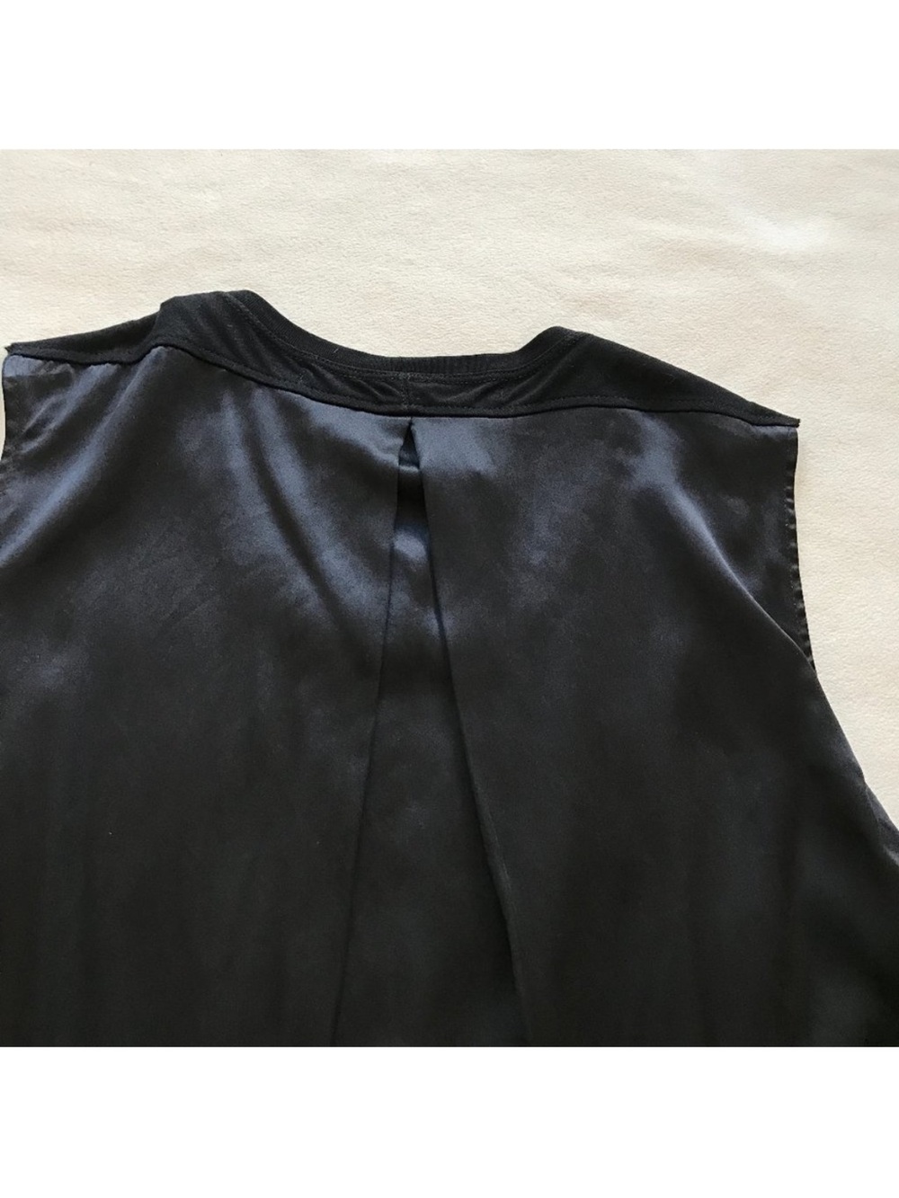 Raquel Allegra Black Silk Tunic Top Sleeveless Pleated Raw Hem Size 1 Small - Picture 5 of 12